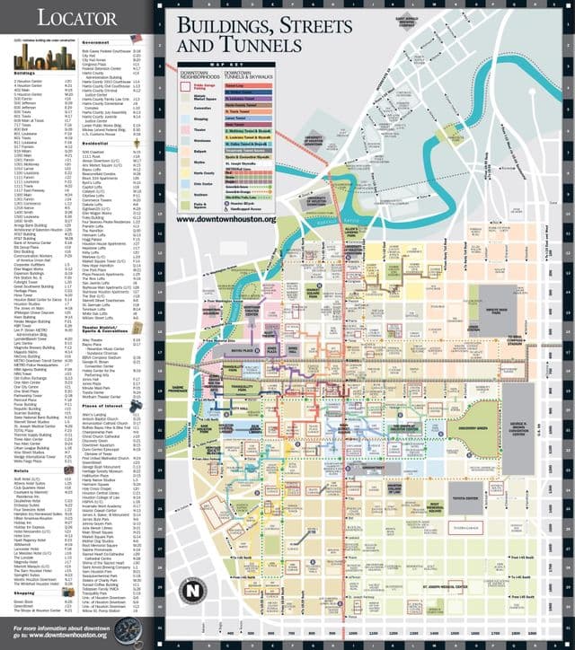 Mapa do centro da cidade de Houston