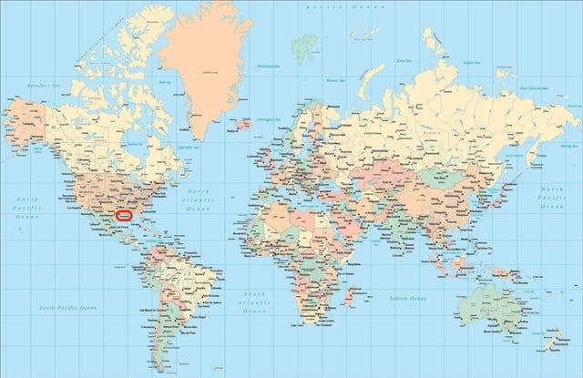 Localização de Houston no mapa mundial