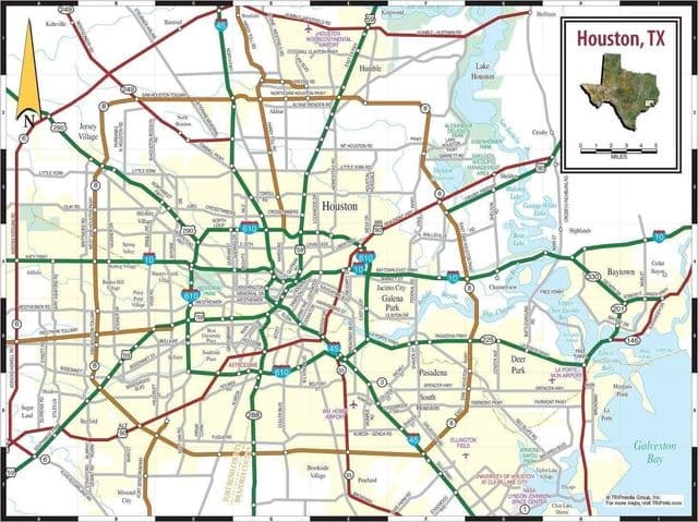 Mapa das estradas de Houston