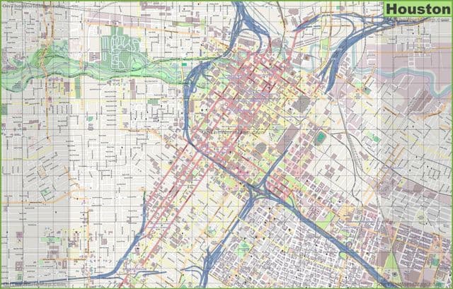 Mapa das ruas de Houston