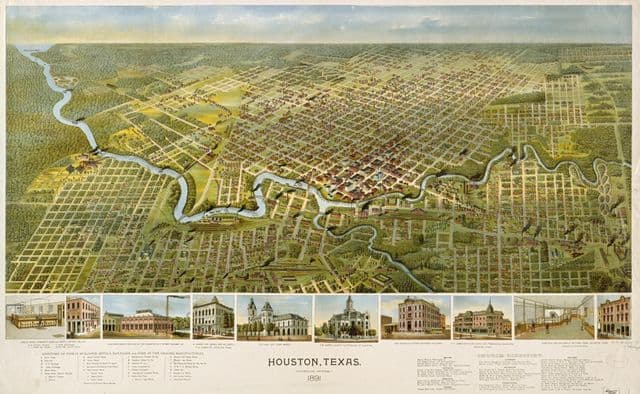 Mapa antigo de Houston
