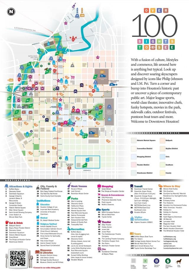 Mapa dos passeios a pé em Houston